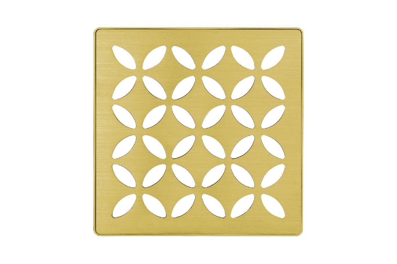 Schluter Kerdi-Drain Floral Shower Grate Kit with Integrated Bonding Flange - Ideal for Tile Showers - Stainless Steel, 4" Grate, Square, Brushed Classic Gold Finish - KDIF4GRKEBCGD5
