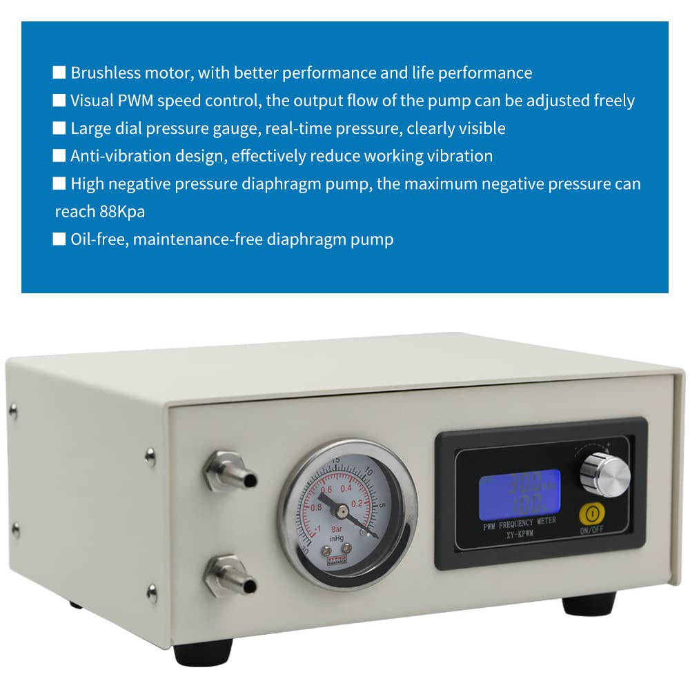 Kamoer KCVP New Portable 24V lab oilless Scientific Filtration Diaphragm Vacuum Pump 10L/min high Flow high Negative Pressure Adjustable Diaphragm air Pump Long Life brushless Motor