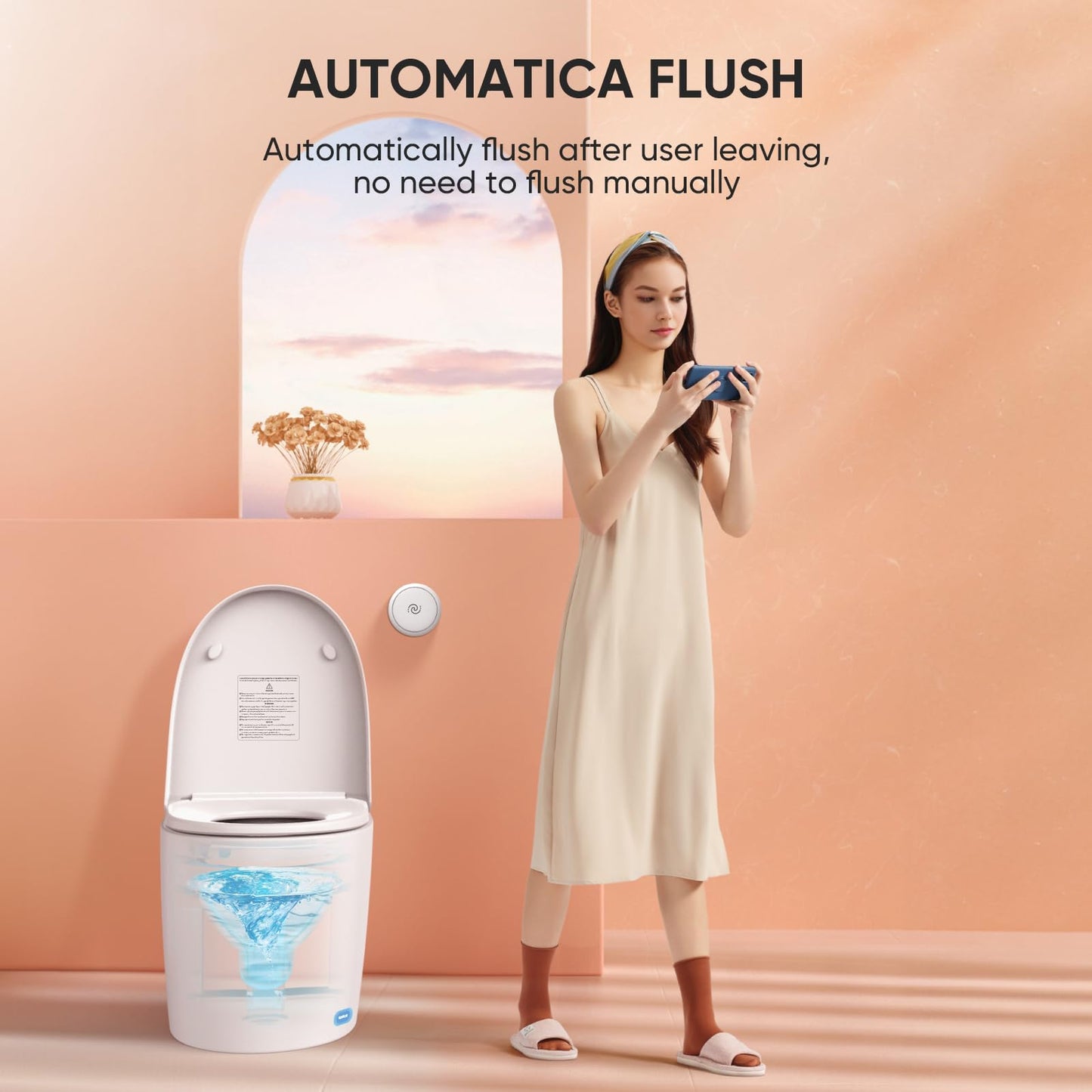 LEIVI Smart Toilet with Built-in Heated Seat, Tankless Toilet with Auto Flushing, Adjustable Seat Temp, Flush Remote Control, Elongated