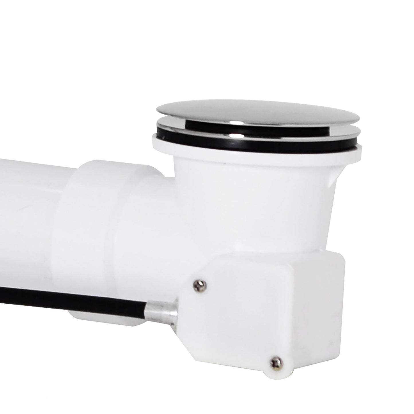 Westbrass A50P45SRE-26 45" Sch. 40 PVC Cable Driven Bath Drain Trim Kit with Rotary Overflow Cover Knob and Pop-Up Stopper, Polished Chrome