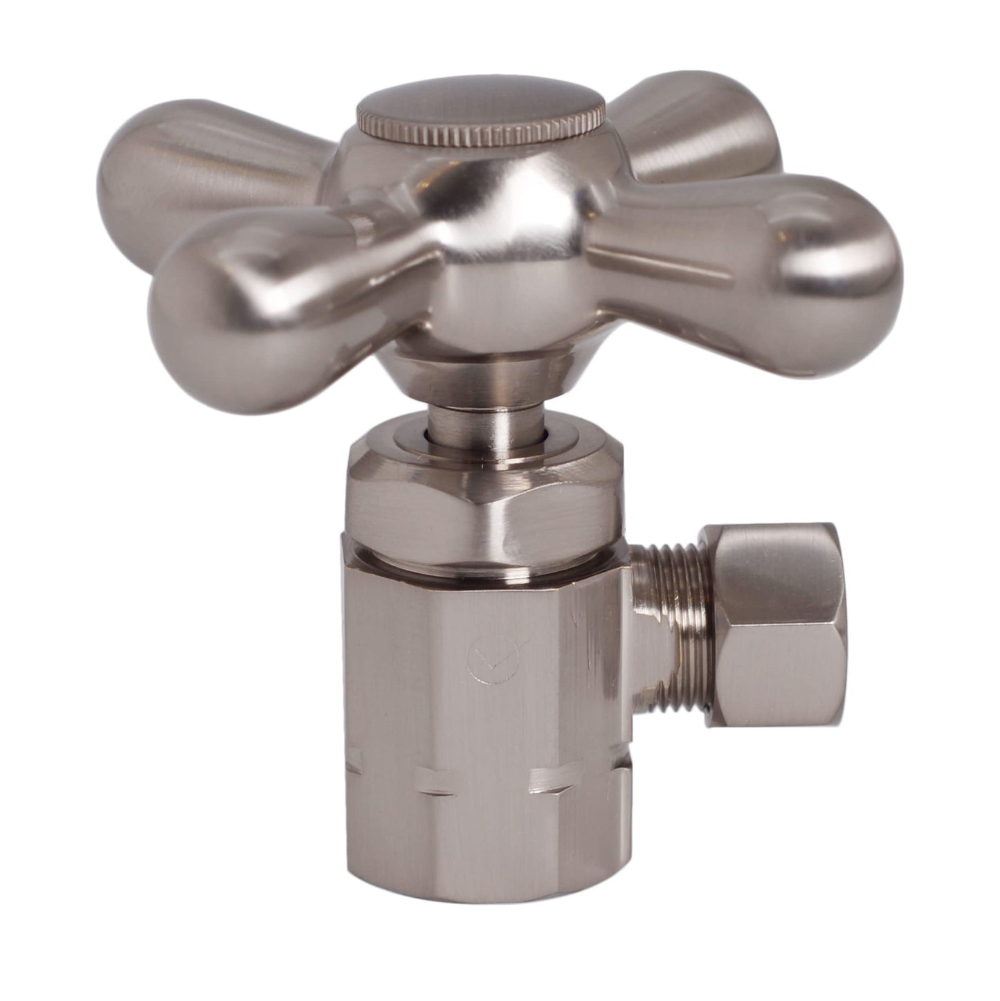 Westbrass A1838L-07 Freestanding Pedestal Sink Faucet Supply Line Risers with P-Trap, Flanges and Cross Handles, Satin Nickel