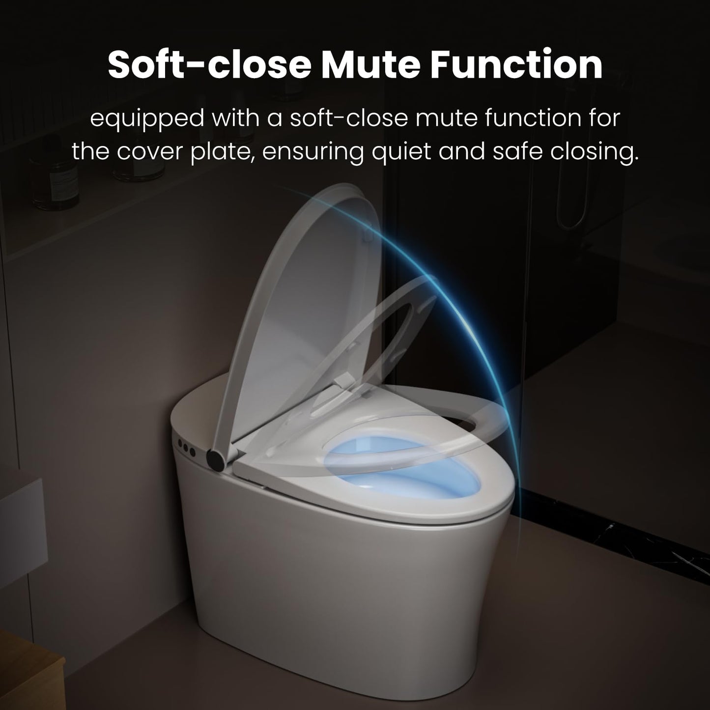 AQUATIZ Toilet with Preliminarily Wetting & Heated Seat – Elongated One-Piece Smart Toilet with Warm Water, Slow-Close Lid and Built-in Water Tank, Easy Installation
