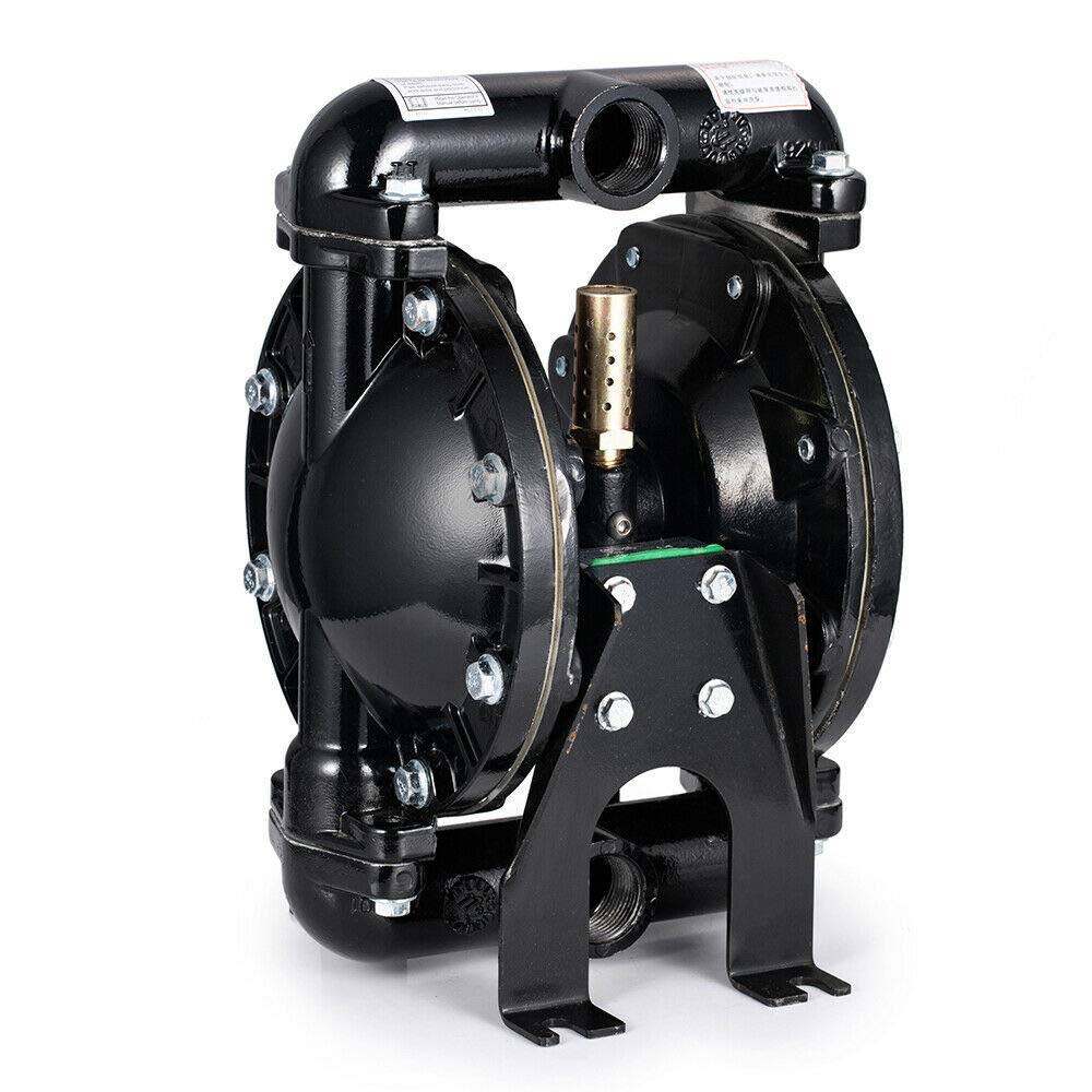 Cozyel Air-Operated Diaphragm Pump Double Diaphragm Pump 1 inch Inlet & Outlet, Dual Diaphragm Air Pump Aluminum 35 GPM Max 120PSI, QBY4-25L