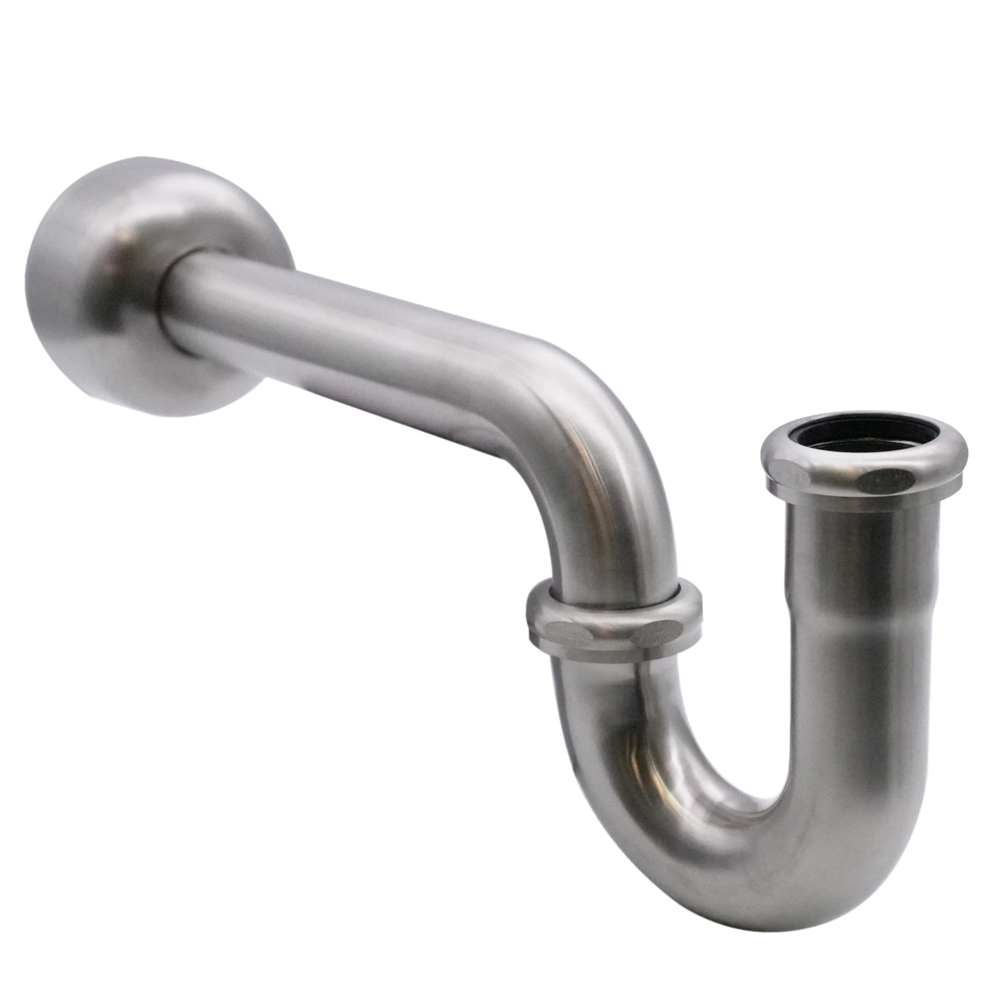 Westbrass A401-1-07 1-1/4" x 1-1/4" P-Trap with High Box Flange, Satin Nickel
