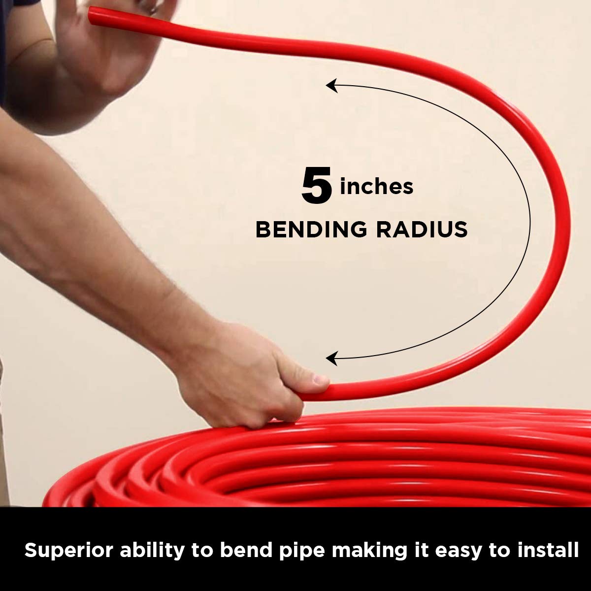 Pex-A Tubing 3/4-inch x 500 Ft, Flexible Red Tube for Potable Water, 3/4" Pex Pipe Coil