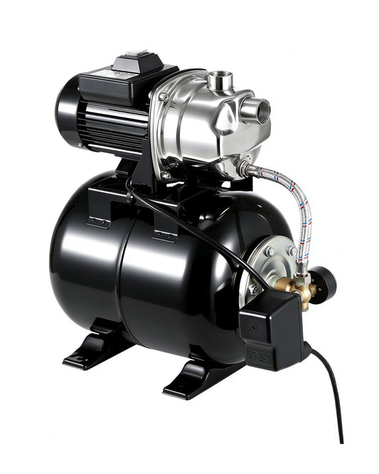 Powerful 1.6HP Shallow Well Pump with Pressure Tank, 1320GPH High Flow, 164ft Max Head, Stainless Steel Construction, Auto Pressure Switch - Ideal for Home/Farm/Garden/Yard Water Supply (Black)