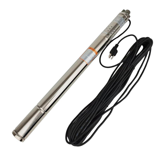 SHYLIYU 1/2HP 110V Deep well Submersible Pump Well φ＞53mm MAX Flow 4.4GPM MAX Height 180FT 2 Inch Stainless Steel Submersible Deep Well Pump SS Water Outlet 0.5In for Industrial Home Garden Screw Pump
