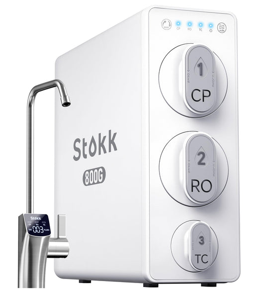 Stokk Tankless Reverse Osmosis System, 800 GPD Fast Flow Water Filter, 8 Stage RO System, 3:1 Pure to Drain, Under Sink Tankless RO System, Smart Faucet, Reduce PFAS, S2