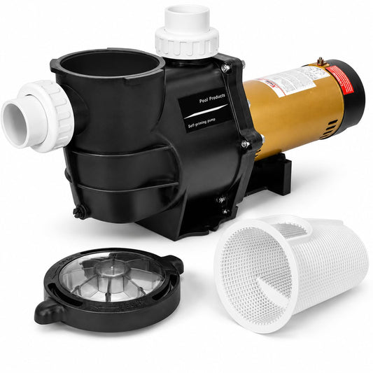 XtremepowerUS 2HP In-Ground Swimming Pool Pump Dual Speed High Flow 2" Inlet 230V High Flo 2-Speed w/ Slip-On Fitting Adapter, 5,820 GPH with Filter Basket