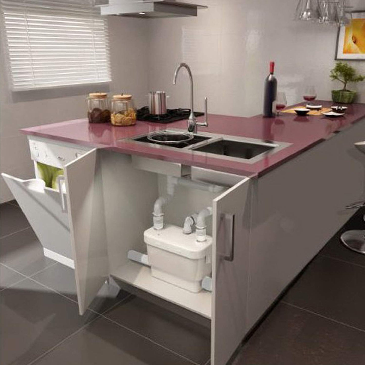 Saniflo SANIVITE Gray Heavy Duty Water Basement Bathroom Pump | Perfect Quiet Solution | Macerating Toilet System | Pump up Toilet System | Saniflo Upflush Toilet System