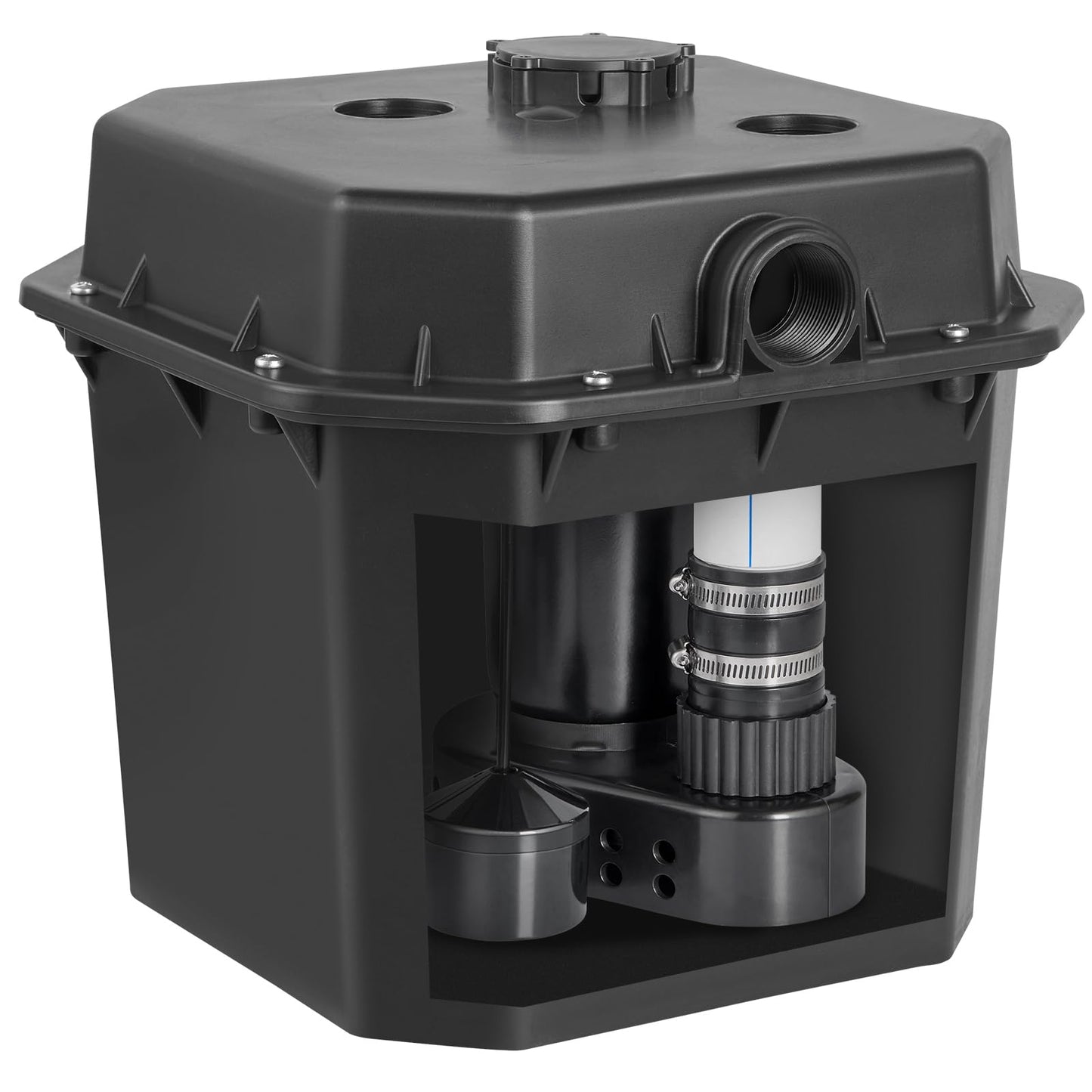 VEVOR Utility Sink Pump, 1/3 HP, 120-Volt, 2900 GPH Flow, 25 ft Head, Under-Sink Sump Pump System with 6 Gallon Basin, for Automatic Utility/Laundry, Drain Pump with 1-1/2" NPT Outlet, Black