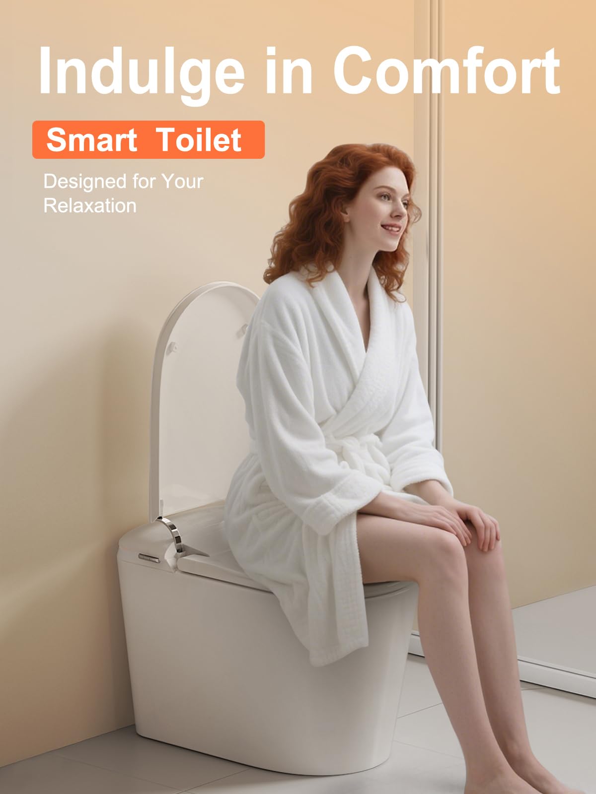 BAYTINA Smart Toilet with ADA Comfort Height Heated Seat, Night Light, Tankless Auto Toilet Flushing, Foot Sensor Operation, Modern Elongated One-Piece Toilet for Bathrooms