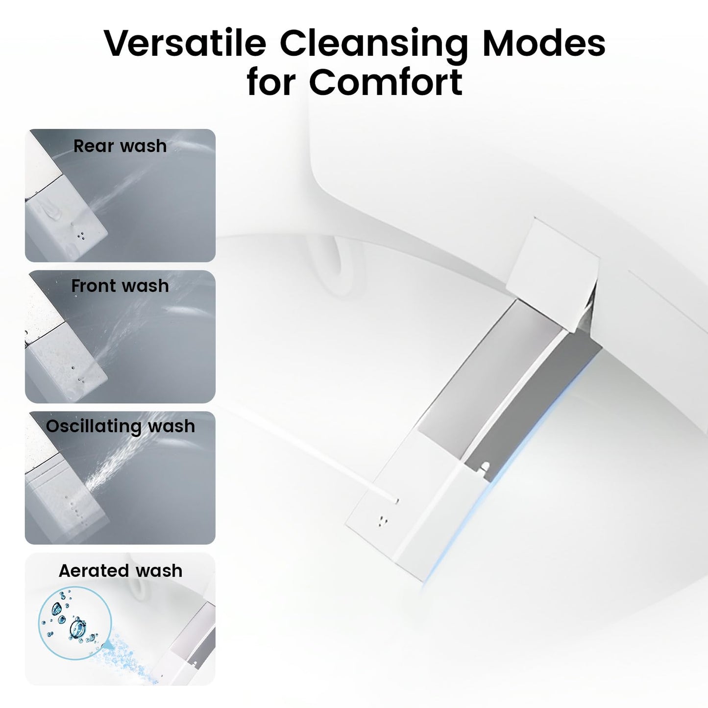 DA80 Smart Toilet with Bidet, One Piece Bidet Toilet with Water Tank & Pump, Elongated Heated Seat, 1.06 GPF Auto Flush, Warm Water, Remote Control, Foot Kick Blackout Flush Deodorization