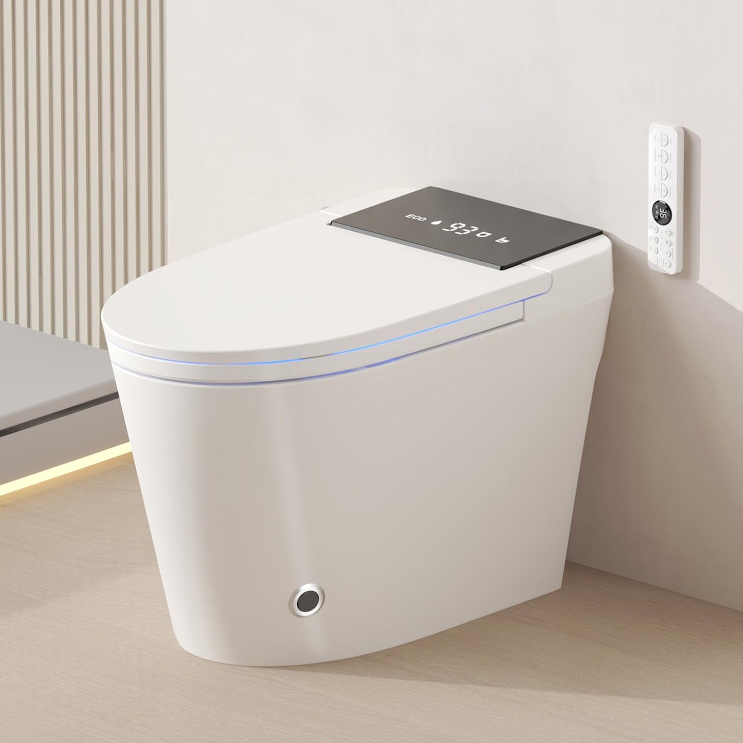 Loniko Smart Toilet with Bidet Built In, Heated Seat & Dual Auto Flush, Foot Sensor, Tankless Modern Elongated Electric Toilet with Warm Water Wash, Air Dryer, LED Display & 1000g MaP Flush, 1.28 GPF