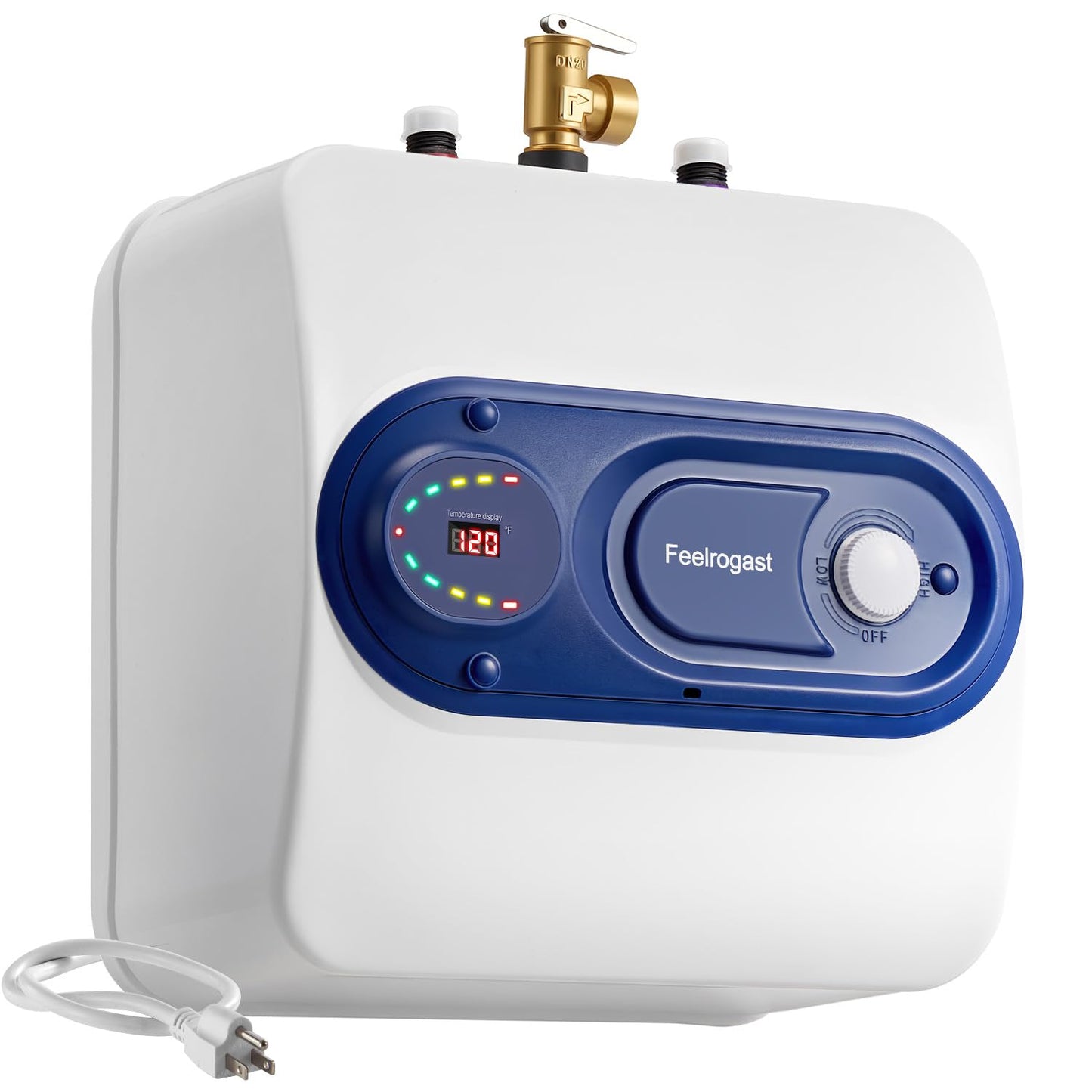 Electric Tank Water Heater, 4-Gallon Under Sink Instant Hot Water Tank，Equipped with Digital Temperature Display for RV, Camper, Kitchen, Food Truck，Wall or Floor Mounted, Blue