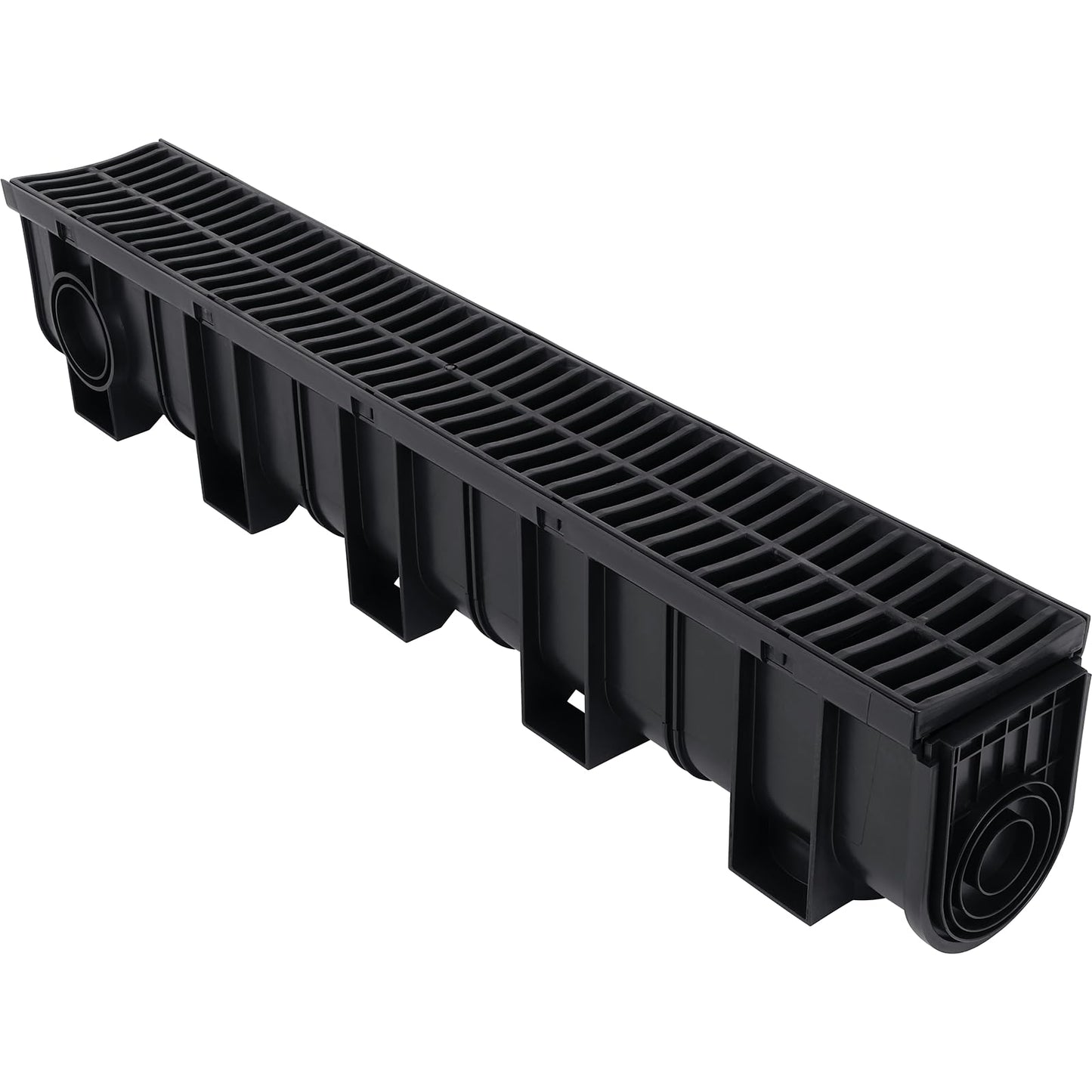 6 Pack Trench Drain System, Channel Drain with Plastic Grate, Driveway Drainage Channel Systems,Channel Drain Pipe Outdoor Trench Drainage System,5.9X5.1X39 Inch