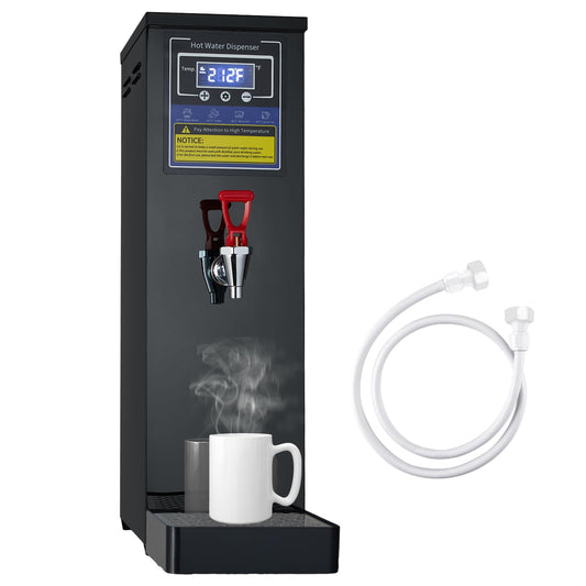 Commercial Hot Water Dispenser Commercial Water Boiler Electric Countertop Hot Water Machine Black 30L(8GAL)/Hour Step-heating Temperature Control 86-212°F for Boba Tea Coffee Office Restaurant 1600W