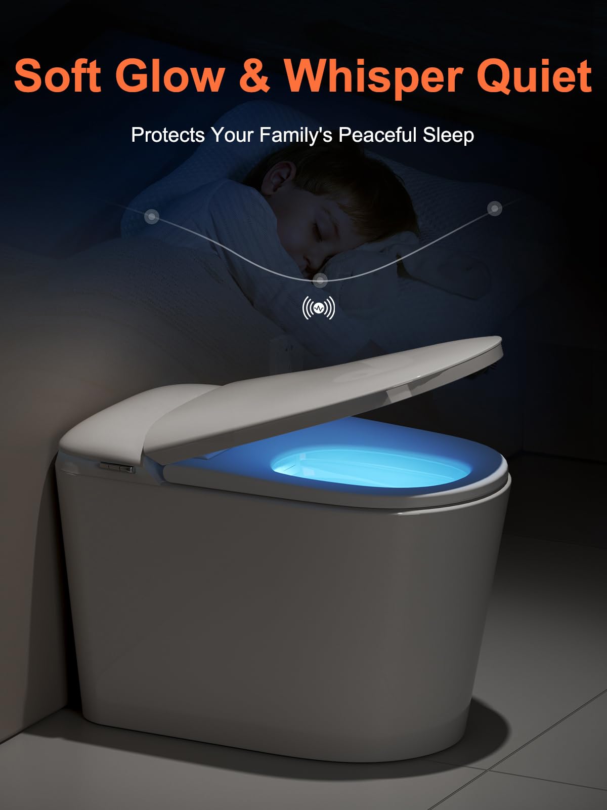 BAYTINA Smart Toilet with ADA Comfort Height Heated Seat, Night Light, Tankless Auto Toilet Flushing, Foot Sensor Operation, Modern Elongated One-Piece Toilet for Bathrooms