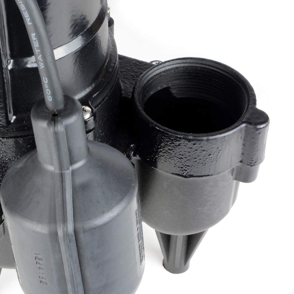 ECO-FLO Products RSE50W Cast Iron Sewage Pump with Wide Angle Switch, 1/2 HP, 5,700 GPH
