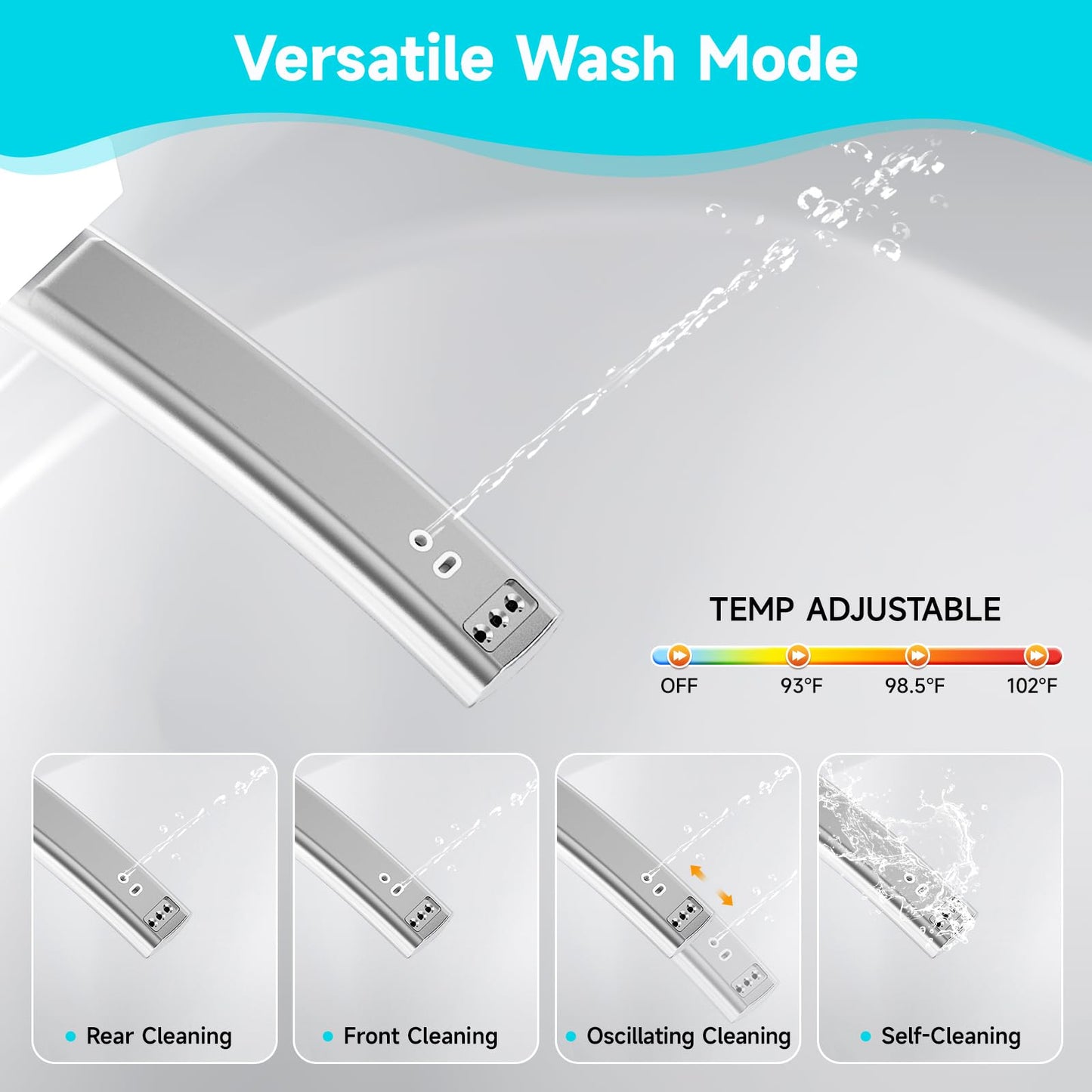 Smart Toilet with Tank Built in, Elongated Bidet Toilet with 1000g MAP Powerful Flush, ADA Comfort Height, Auto Open/Close Lid, UV-C Light, Foam Shield, Heated Seat, Warm Water, Dryer