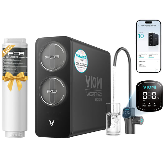 VIOMI V8 Pro 800GPD Reverse Osmosis System, 9-Stage Tankless Under Sink RO Water Filter, NSF/ANSI 42, 53, 58, and 372 Certified, 3:1 Pure-to-Drain, Reduce PFOA/PFOS, Smart Faucet, Incl. 1 Extra Filter