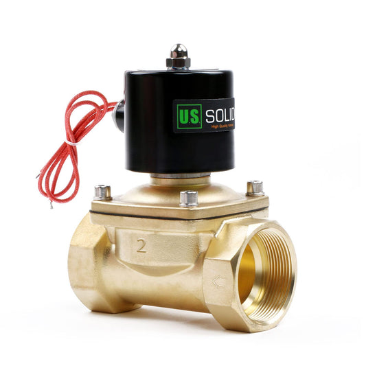 U.S. Solid 1 1/2" Solenoid Valve - 12V DC Brass Electric Solenoid Valve, Normally Closed, Viton Seal