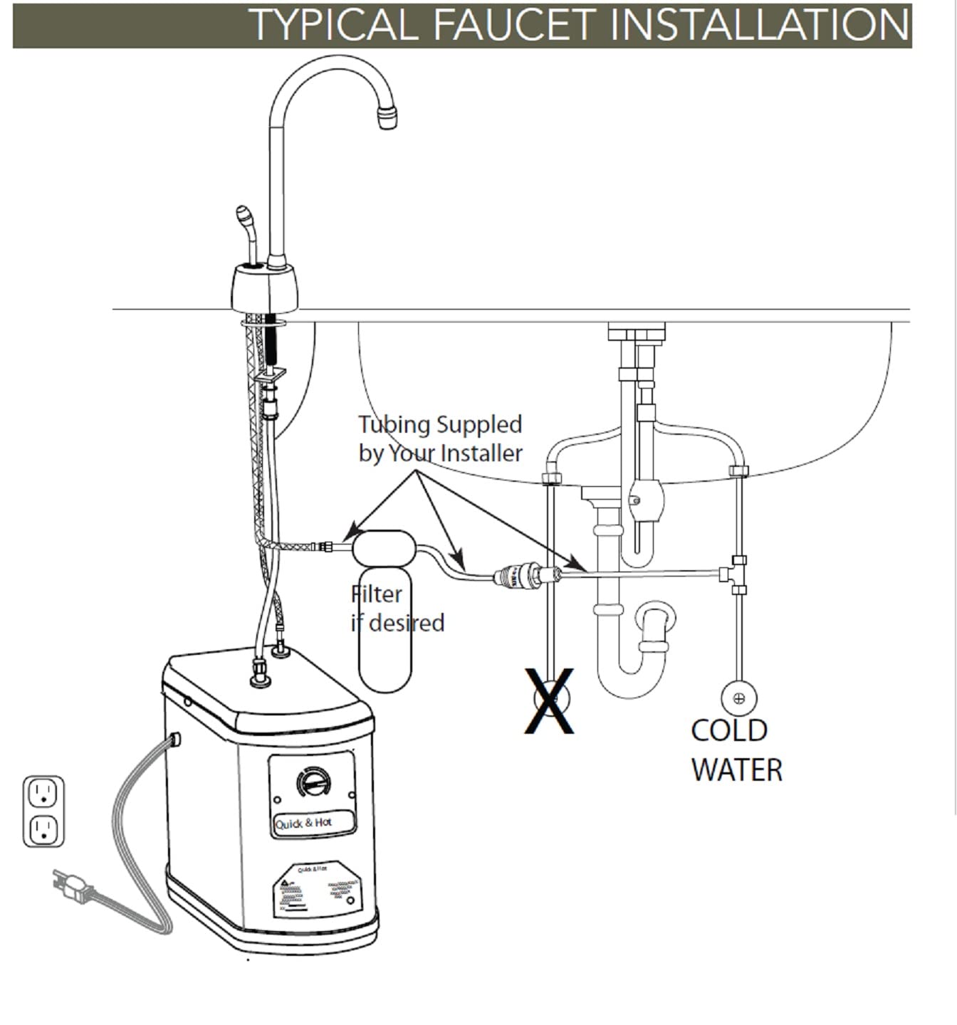 Westbrass D271H-26 Velosah 9" 1-Handle Hot Water Dispenser Faucet with Thermostatic Hot Water Tank, Polished Chrome