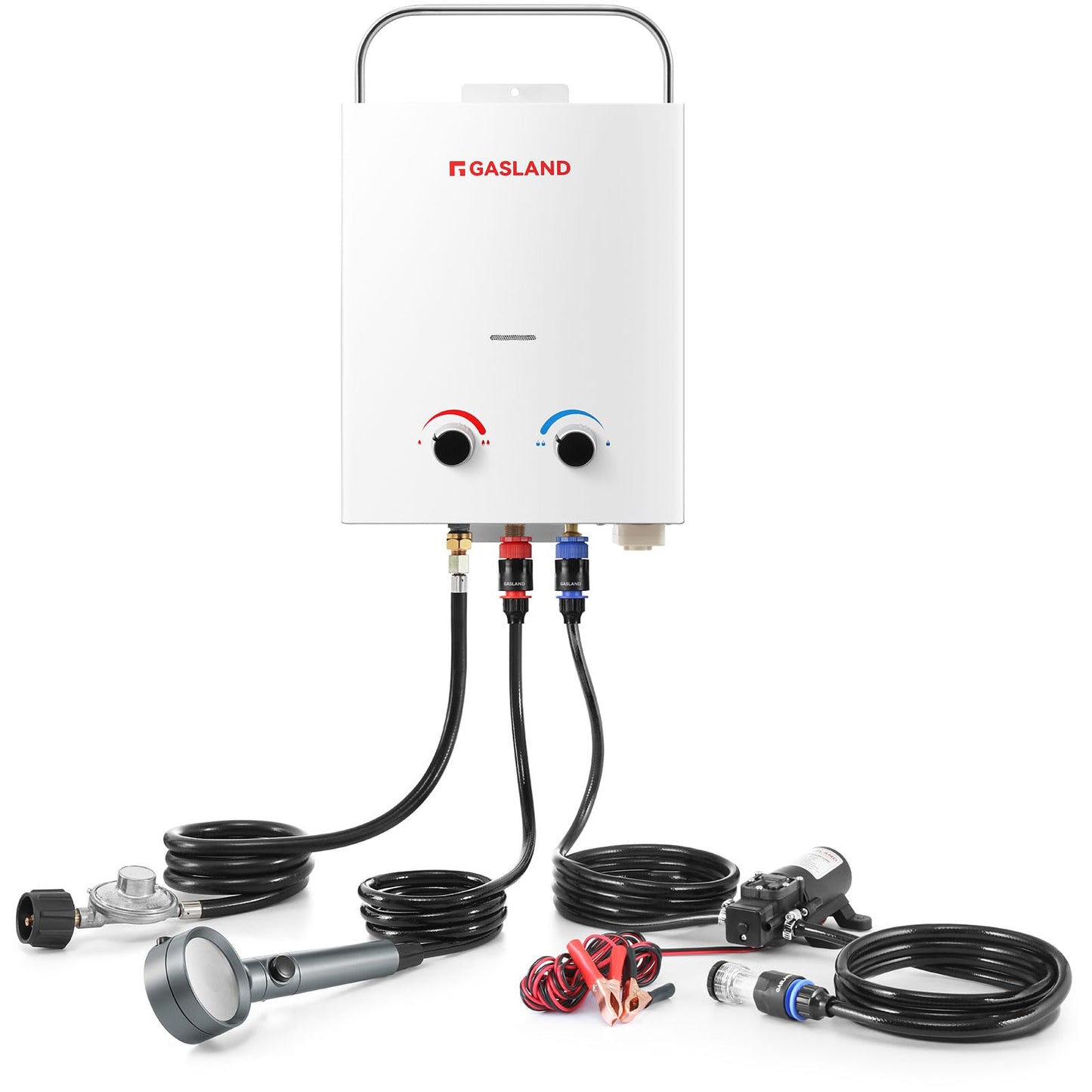 GASLAND 5L 1.32GPM Portable Propane Tankless Water Heater with 1.32GPM Water Pump and Pipe Strainer,AS132 PRO