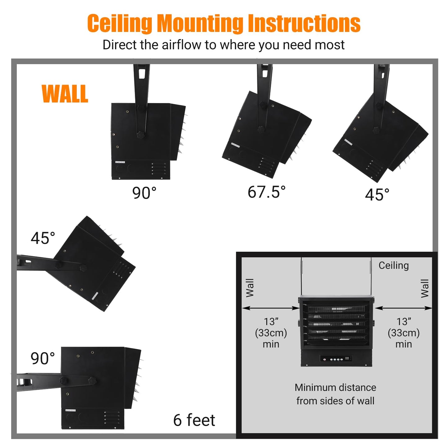 10000W Garage Heater 240V Digital Fan-Forced Wall Mount Shop Heater with Full-Function Remote, Hardwired Shop Heater with 12H Timer, Overheat Protection, Ideal for Garage, Workshop