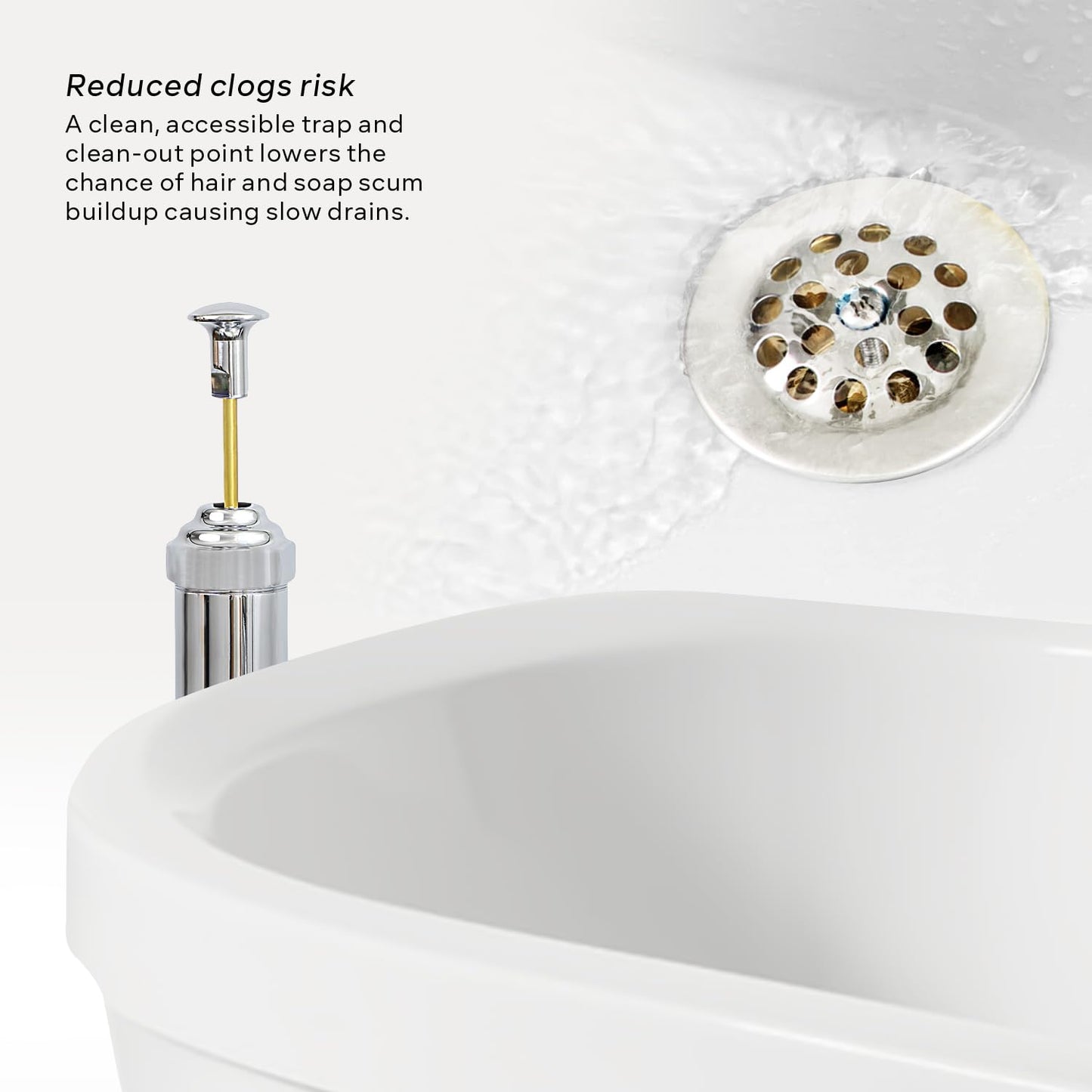 Highcraft 1-1/2" Brass Standing Bath Waste & Overflow Combination Male & Female, 19" Brass Tube