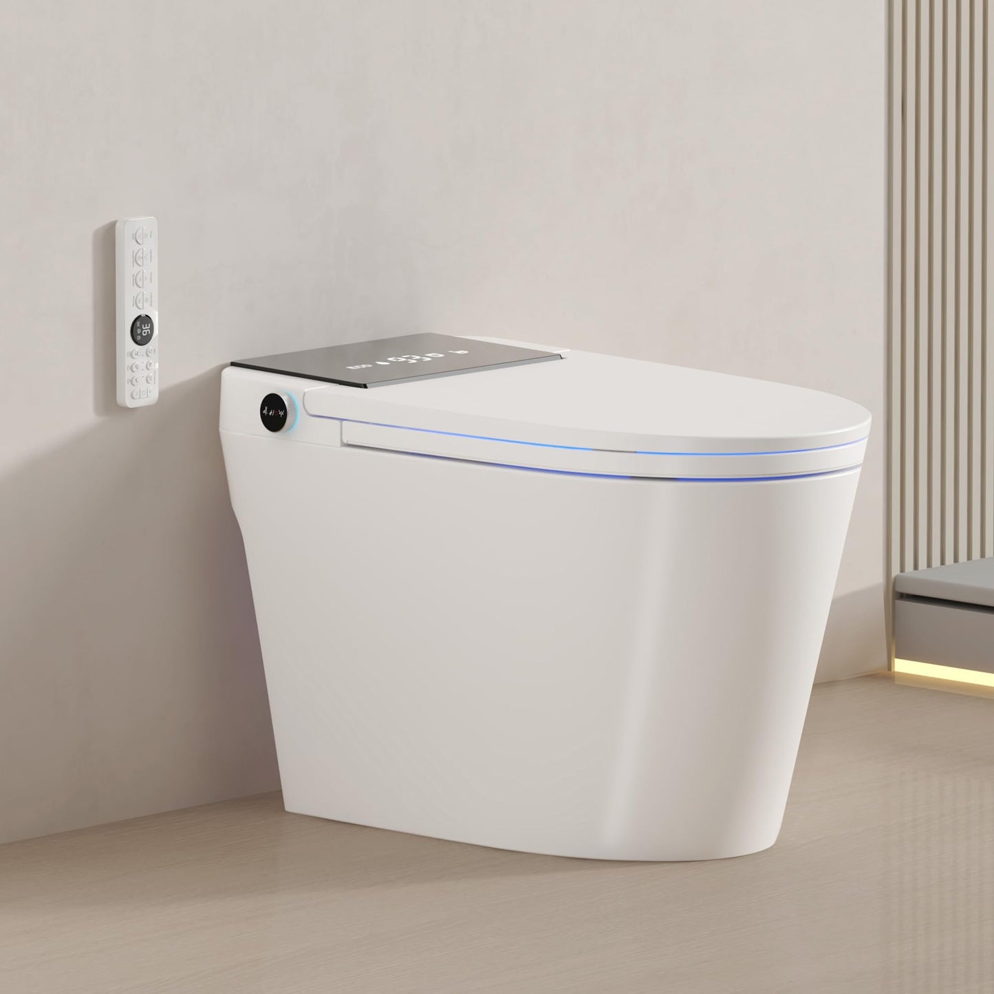 Loniko Electric Smart Toilet with Bidet Built In, Tankless Modern Elongated One Piece Design, Foot Sensor & Dual Auto Flush, Heated Seat, Warm Water, Air Dryer, 1000g MaP Flush, 1.28 GPF
