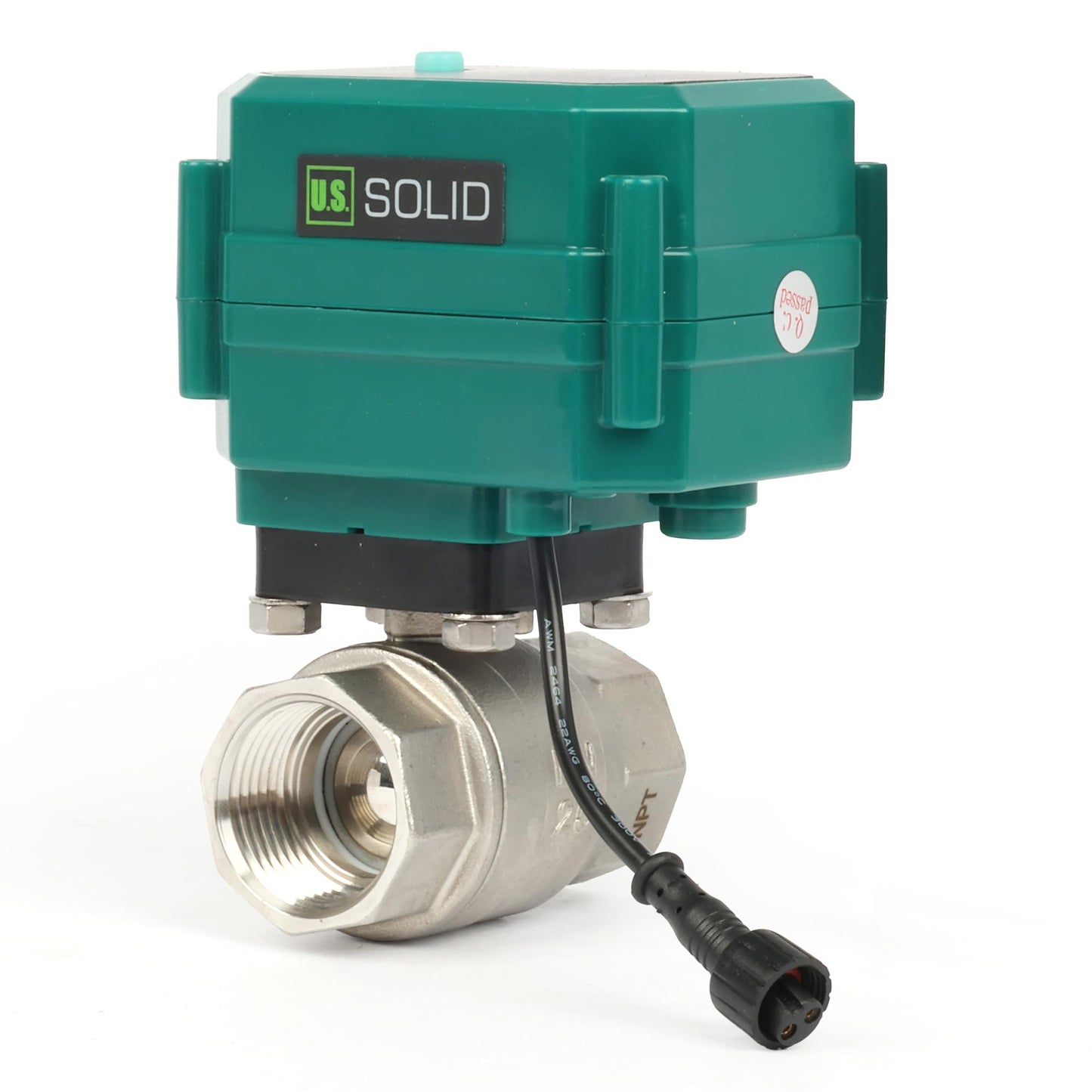 U.S. Solid 1" Smart Motorized Ball Valve - NSF Certified 304SS Remote App Mobile-control Electrical Ball Valve with Manual Switch, Plug Connection