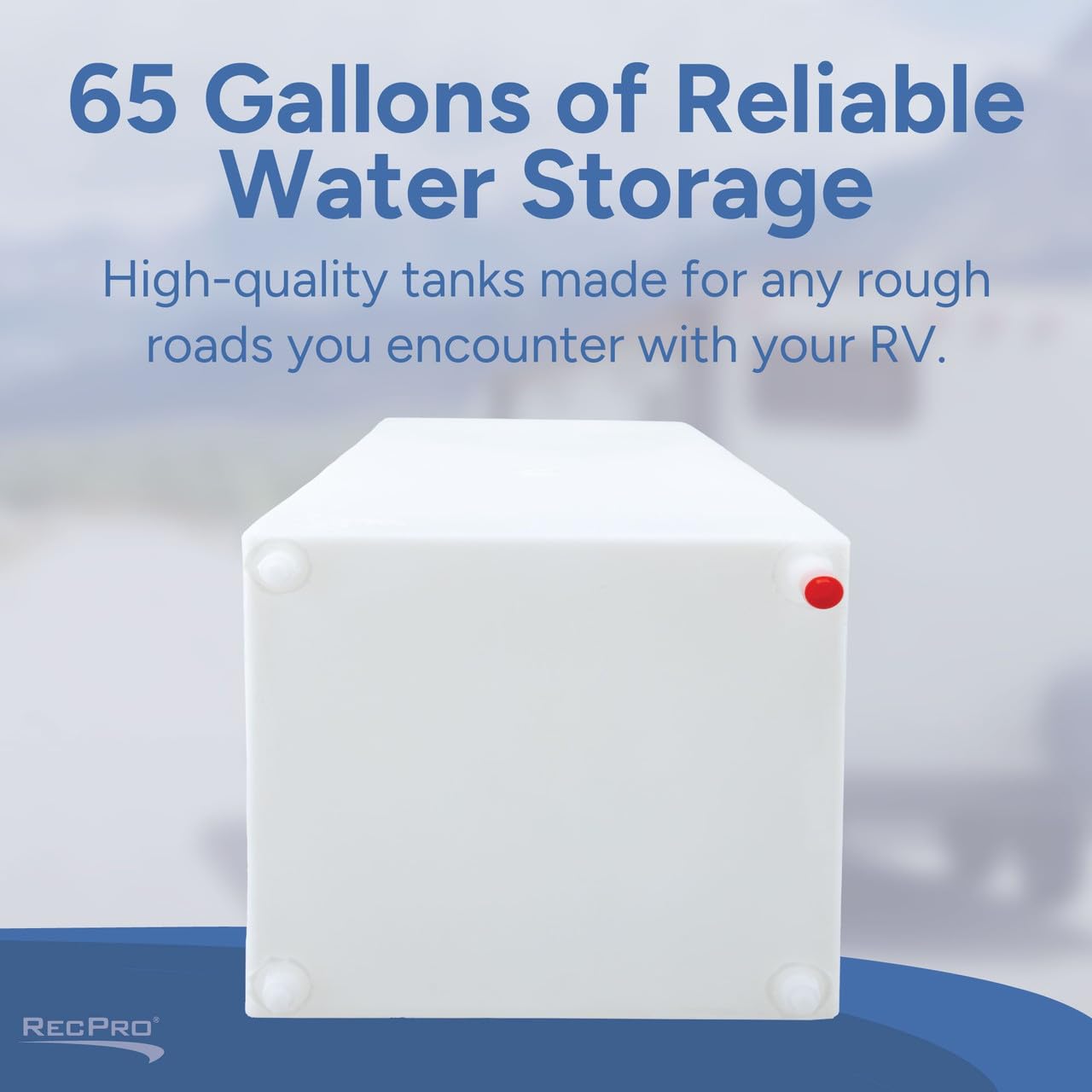 RecPro RV Fresh Water Tank 65 Gallon for Drinking and Potable Water | 44.5” x 19" x 17.25” | BPA Free | Fresh or Gray Water Plastic Storage | Made in America