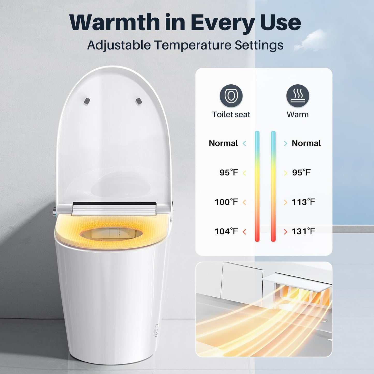 Bazyths Smart Toilet with Bidet Built in Tank, Auto Open Close Lid, Heated Seat Foot Sensor, Rear & Feminine Wash Warm Water Air Dryer Self Cleaning, 12" Rough In, One-Piece Elongated (ZY695A)