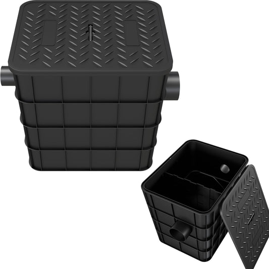 Sump Pump Basin, Perforated Sump Pump Bucket with Drilled Holes Perforated Sump Basin with Cover for Kitchen Sinks Sewage Pump, Crawl Spaces, Yards, Patios, Driveways (Square-450-75-110)