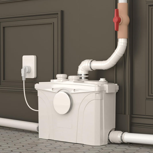 700W Macerator Pump for Upflush Toilet, Basement Sewage Pump with 4 Water Connections, for Macerating Toilet, Laundry, Kitchen Sink, Clothes Washer and Shower, Gray Water Disposal, 29.8ft