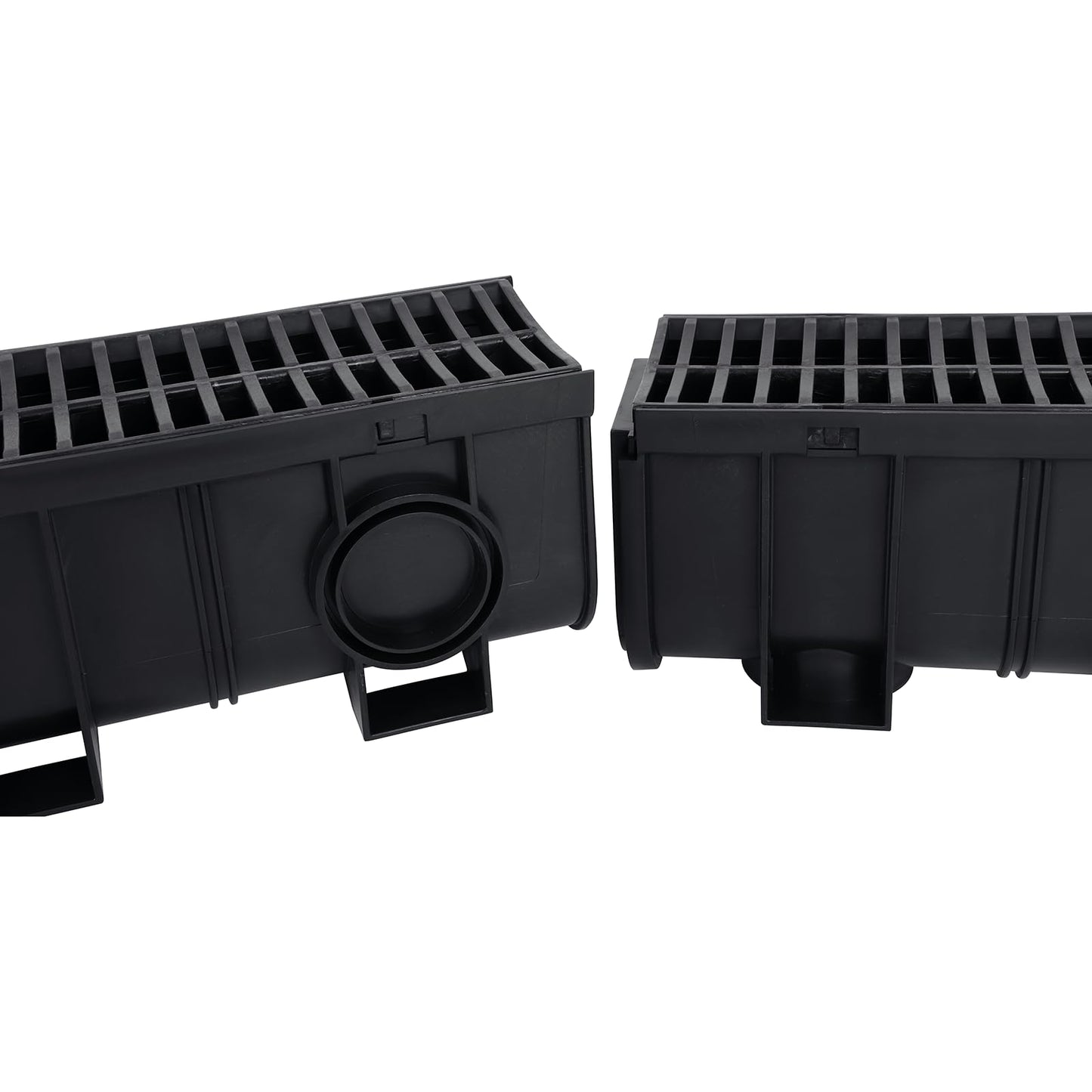6 Pack Trench Drain System, Channel Drain with Plastic Grate, Driveway Drainage Channel Systems,Channel Drain Pipe Outdoor Trench Drainage System,5.9X5.1X39 Inch