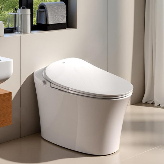R&T C2 Smart Toilet with Tank, One-Piece Bidet Toilet, Blackout Flush, Auto Open & Flush, Foot Sensor, Remote Control, Heated Seat, Warm Water, Air Dryer, Night Light & Deodorizer