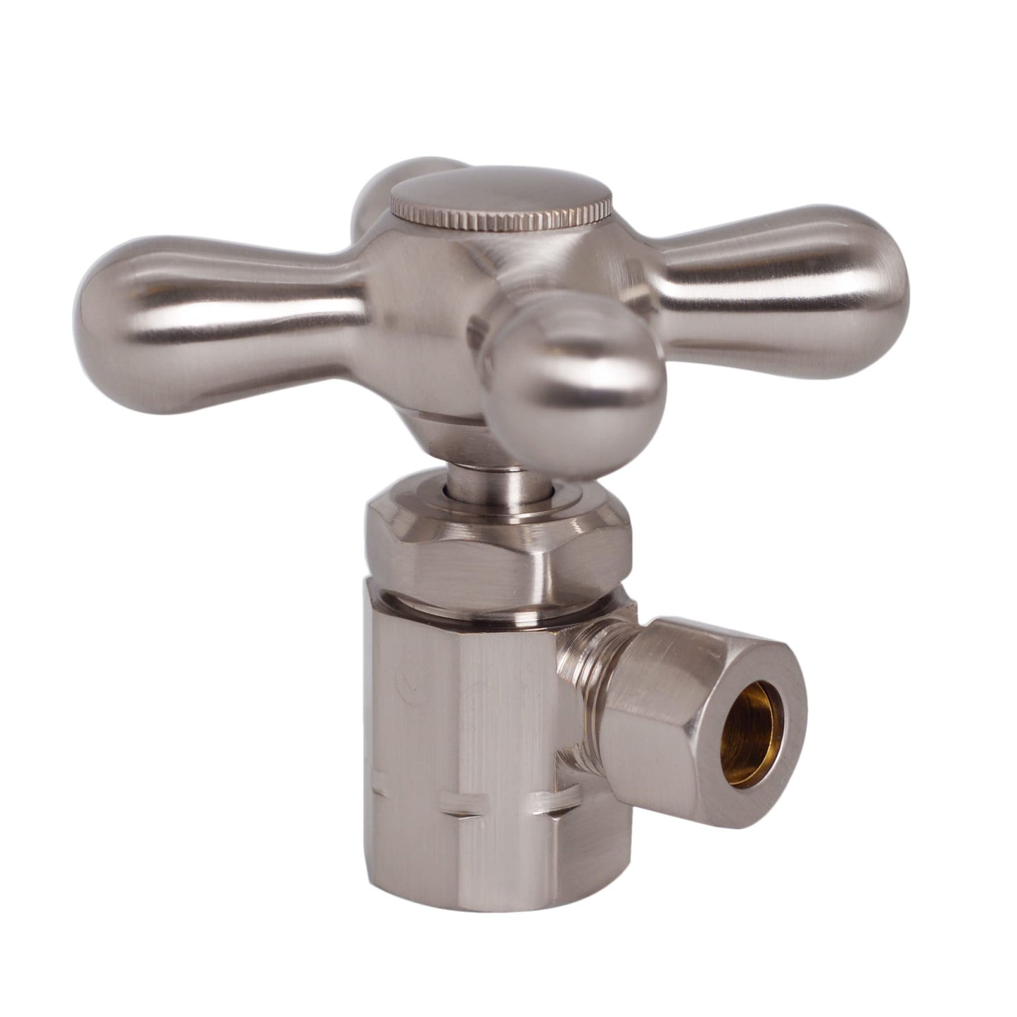 Westbrass A1838L-07 Freestanding Pedestal Sink Faucet Supply Line Risers with P-Trap, Flanges and Cross Handles, Satin Nickel