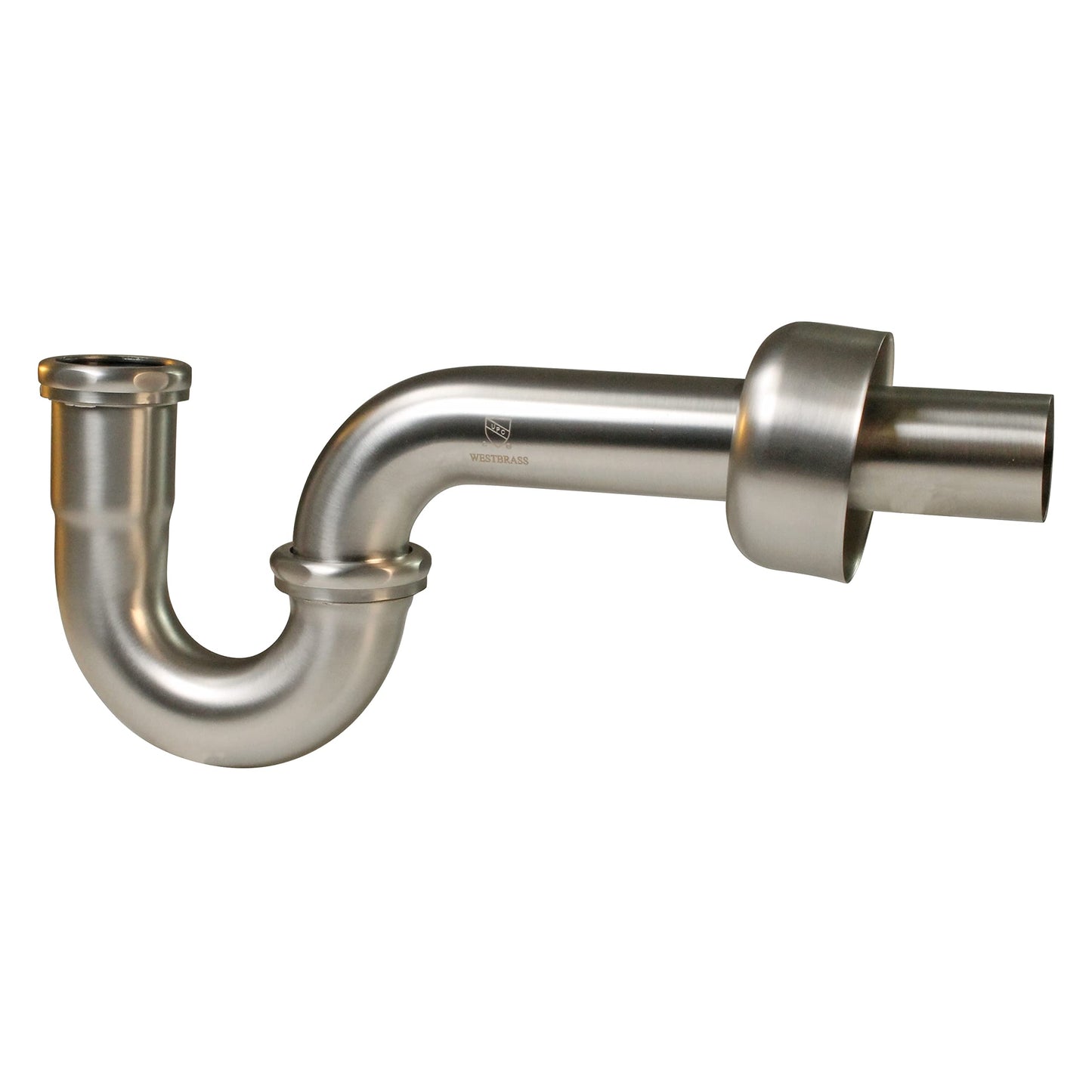 Westbrass A1838L-07 Freestanding Pedestal Sink Faucet Supply Line Risers with P-Trap, Flanges and Cross Handles, Satin Nickel
