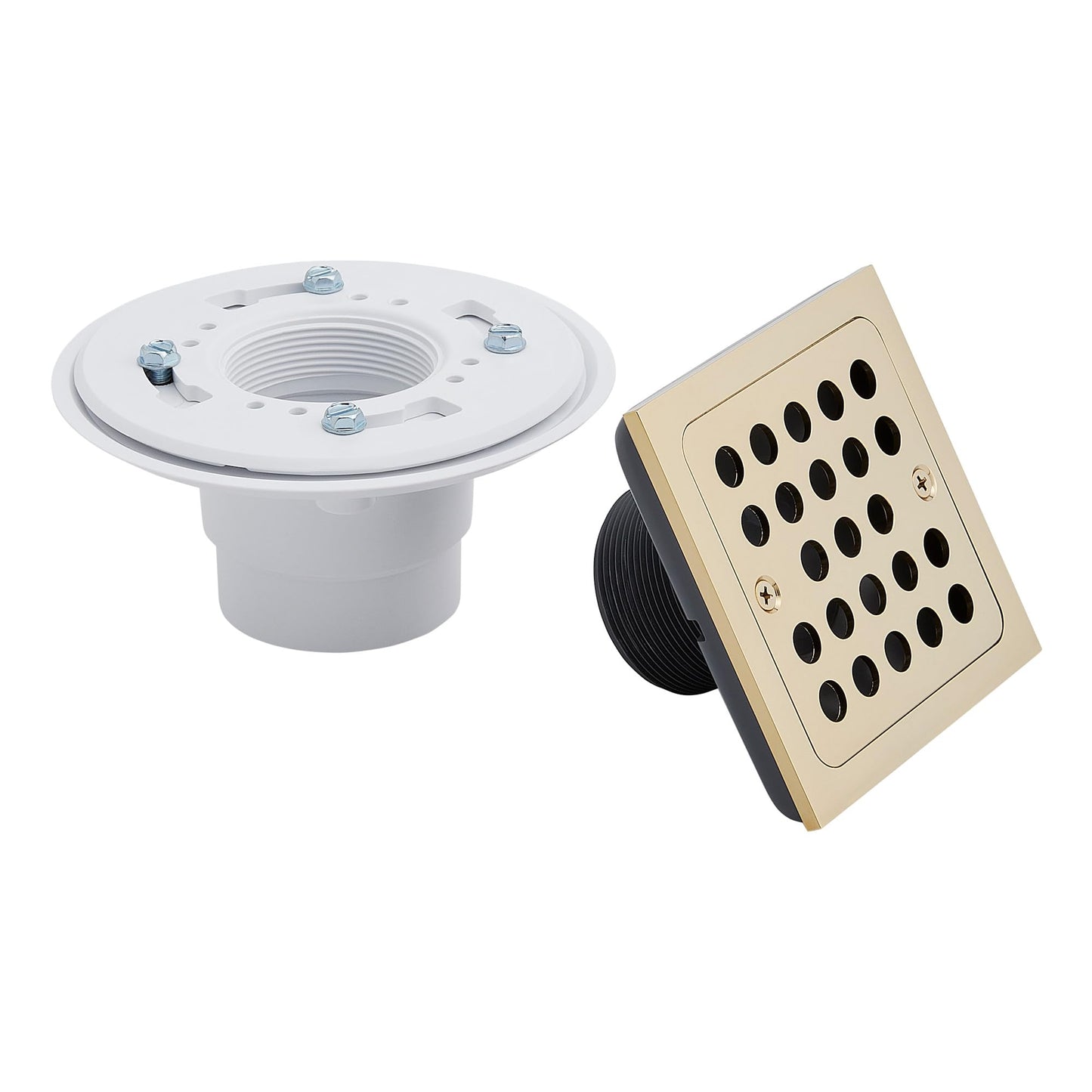Signature Hardware 948036 FundamentALL 4-1/2" Square Shower Drain - Polished Brass