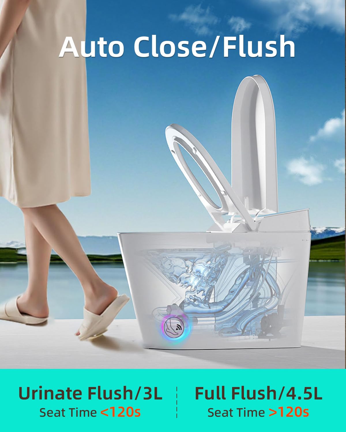 EPLO X9 Smart Toilet with Foam Dispenser, Auto Open/Close, ADA Comfort Height, Auto Flush, Blackout can Flush, Heated Seat,One Piece Elongated Bidet Toilet with Tank Built in,1000 Gram MaP Flush Score