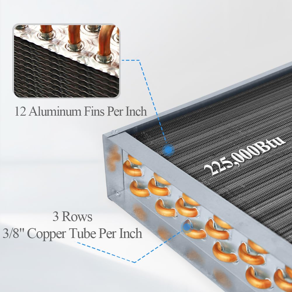 AB Water to Air Heat Exchanger 24x24 with Copper Ports 1" for Outdoor Wood Furnaces, Residential Heating and Cooling, and Forced Air Heating