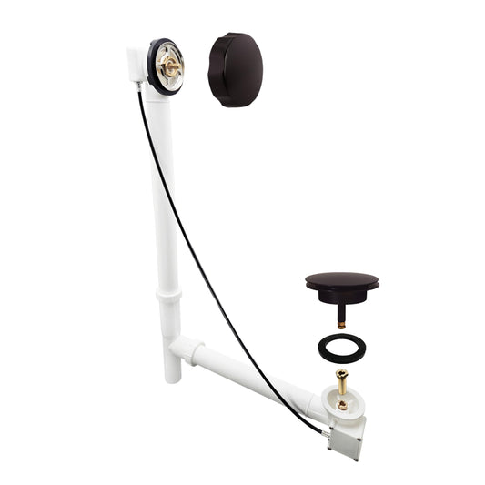 Westbrass Tubular 35 in. Cable Drive Bath Waste, Oil Rubbed Bronze, D50P35TLE-12