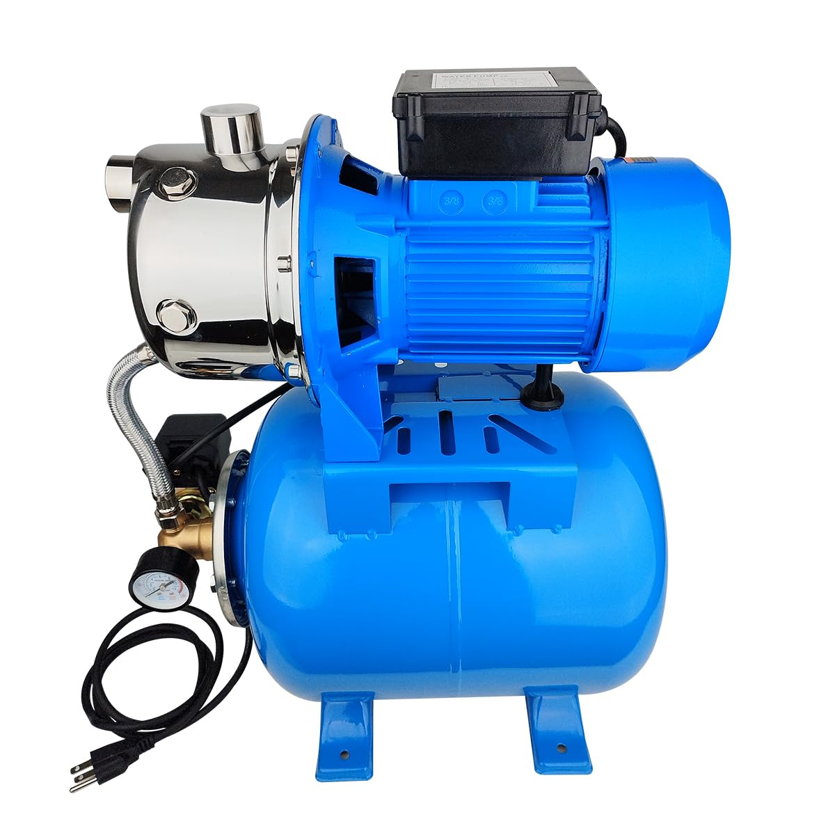 SHYLIYU 1.6Hp SS Shallow Well & Pressure Booster Pump 110V Water Transfer 48m 15GPM Automatic for Home Garden Sprinkler System Lawn Farm Draining Irrigation