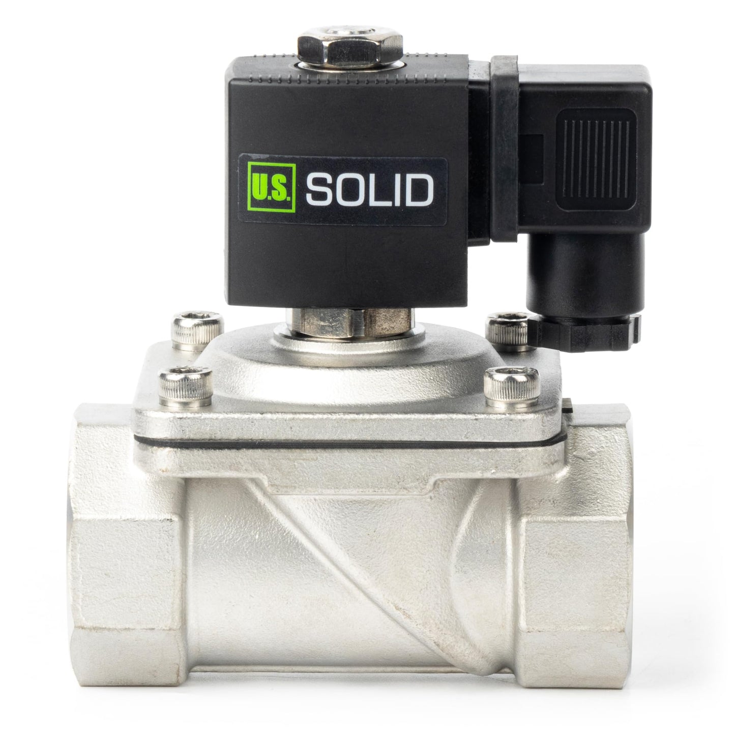 U.S. Solid 1-1/4" Stainless Steel Solenoid Valve - 110V AC Normally Closed Electric Solenoid Valve with Viton Seal, Junction Box Type