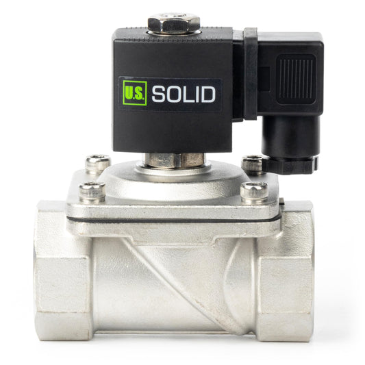 U.S. Solid 1-1/4" Stainless Steel Solenoid Valve - 110V AC Normally Closed Electric Solenoid Valve with Viton Seal, Junction Box Type