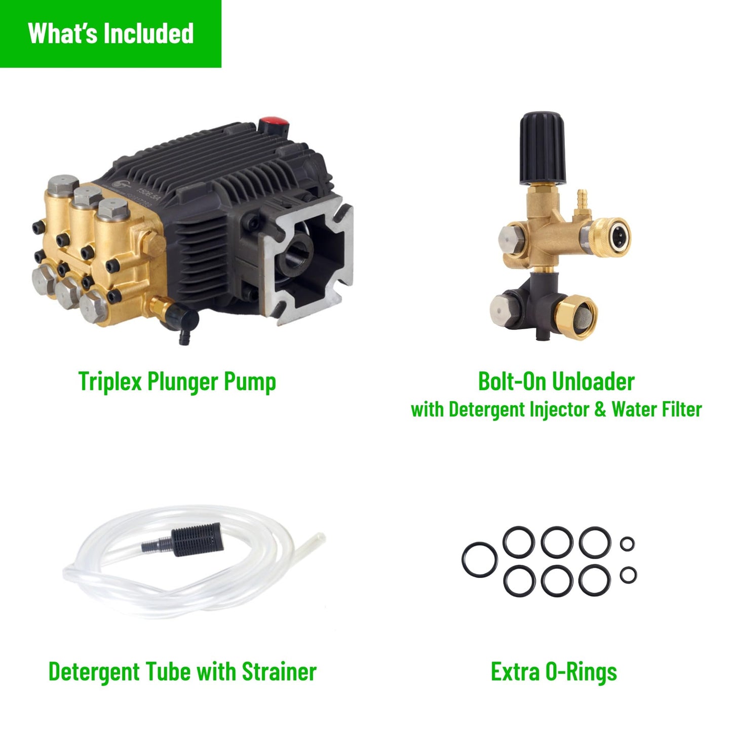 Canpump CF 3030 G: 3000 psi @ 3.1 US gpm Pressure Washer Pump with External Unloader (Easily Replaceable), 3/4-inch Gas Shaft, Horizontal Replacement Triplex Pump