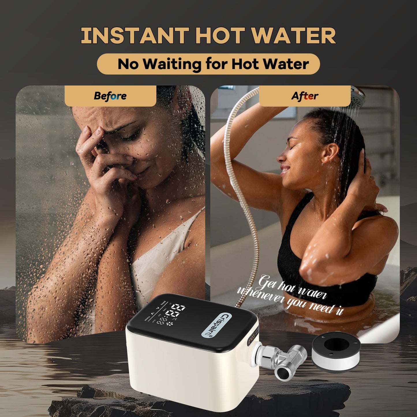 Crispaire Digital Smart Instant Hot Water Recirculating Pump Kit - Touch Screen Control, Under Sink Installation, 20" PEX Supply Line for Potable Water, Complete All-in-One Plumbing Solution