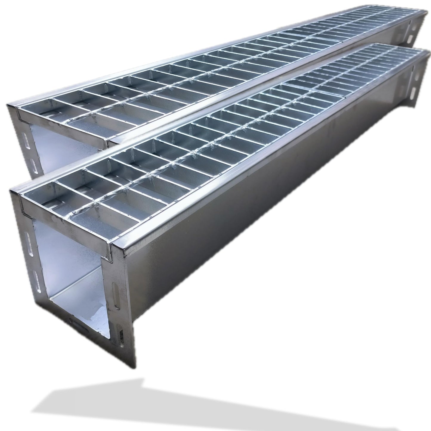 TIANYAMAI 304 Stainless Steel Channel Drain with Galvanized Steel Grate 39.4x5.9x5.5 in, B-Class 28100 lbs Heavy-Duty Drain Kit for 3" Pipe, Trench Drainage System for Outdoor, Driveway, Garage 2pcs